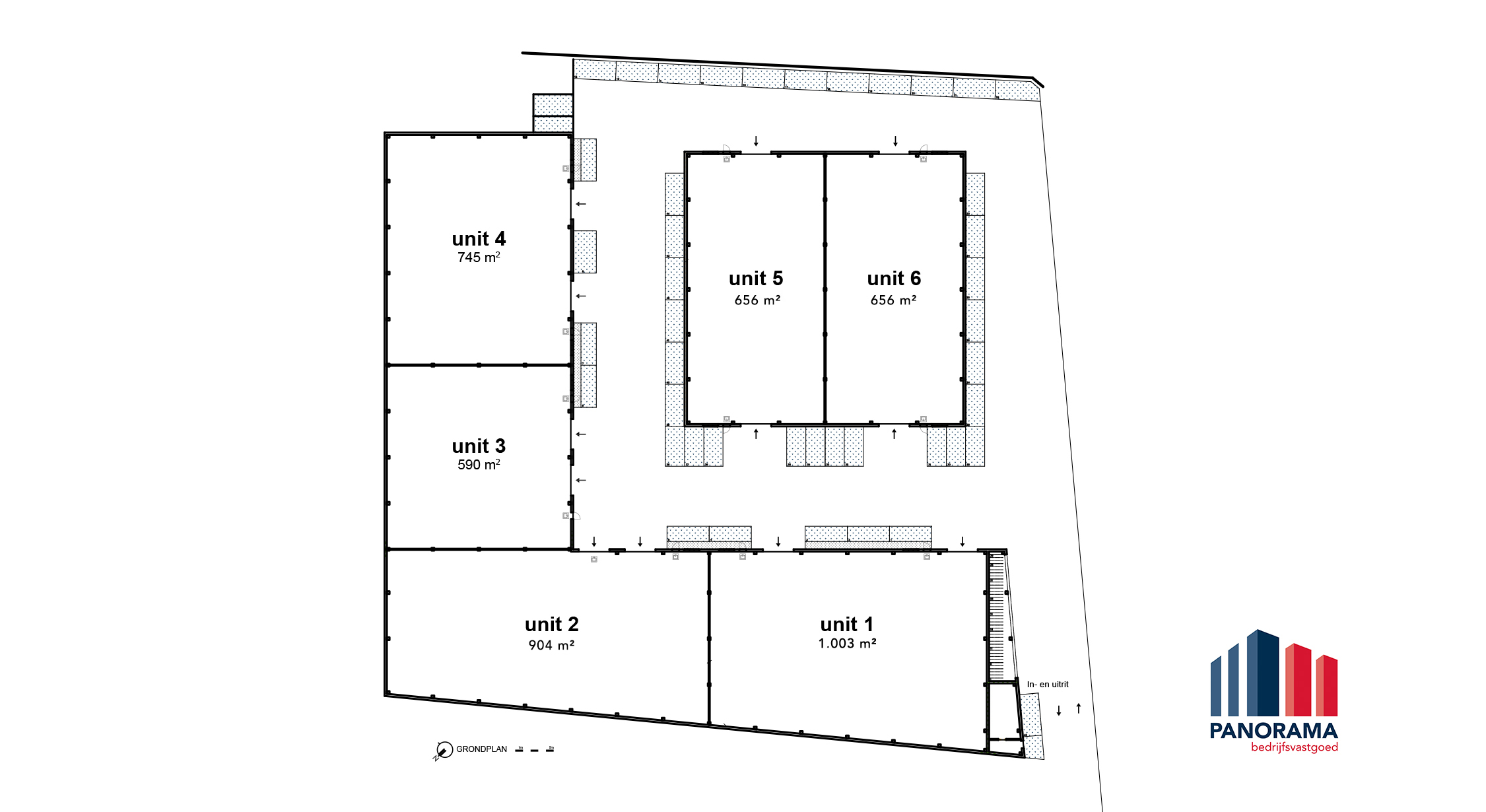 Het grondplan van KMO-ontwikkeling "Beukenhof Park".